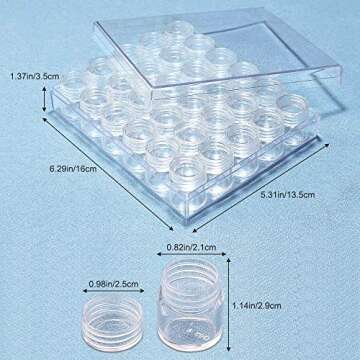 DUOFIRE 2 Pack 30 Pcs Diamond Painting Storage Containers Bead Organizer Diamond Art Storage Containers with Lid Plastic Bead Storage Organizer for DIY Seed Art Crafts Nail (Transparent)