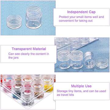 DUOFIRE 2 Pack 30 Pcs Diamond Painting Storage Containers Bead Organizer Diamond Art Storage Containers with Lid Plastic Bead Storage Organizer for DIY Seed Art Crafts Nail (Transparent)