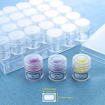 DUOFIRE 2 Pack 30 Pcs Diamond Painting Storage Containers Bead Organizer Diamond Art Storage Containers with Lid Plastic Bead Storage Organizer for DIY Seed Art Crafts Nail (Transparent)