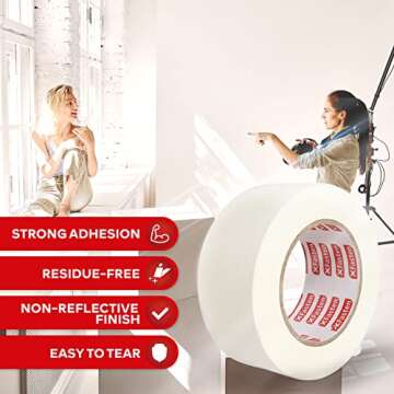 XFasten White Gaffers Tape 3 Inch x 30 Yards, Multipurpose, No Residue Gaffing Tape, White Gaff Tape...