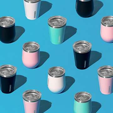 Corkcicle Stemless Wine Glass Tumbler, Triple Insulated Stainless Steel, Easy Grip, Non-slip Bottom, Keeps Beverages Chilled for 9 Hours, Gloss Turquoise, 12 oz