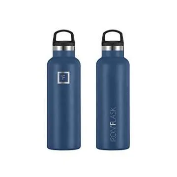 IRON °FLASK Camping & Hiking Hydration Canteens - 3 Lids (Narrow Straw Lid) Leak Proof Vacuum Insulated Stainless Steel - Hot & Cold Double Walled Sports Water Bottle - Twilight Blue, 20 Oz