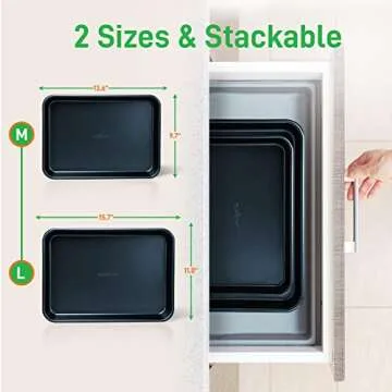 NutriChef 2-Piece Non-Stick Baking Sheet Pan Set - Premium Carbon Steel Cookie Sheets for Baking - L...
