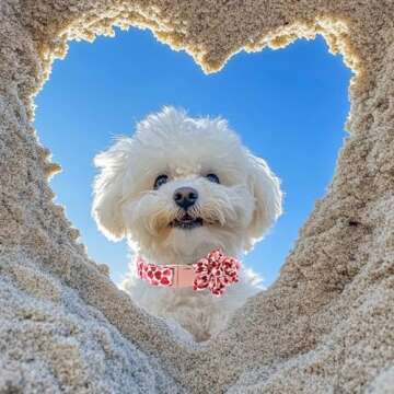 MACA Bates Valentine Dog Collar with Flower Bow Tie Love You Sweet Heart Dogs Collars Red Soft Adjustable Collor with Flowers Bowtie Valentine's for Small Medium Large Girl Boy Puppy