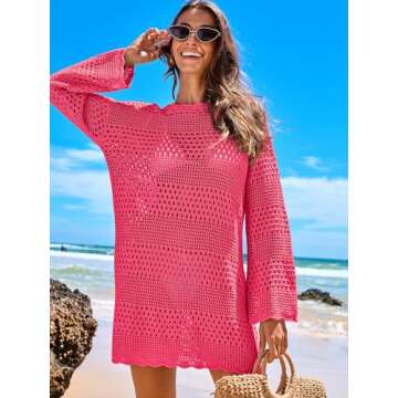 ANRABESS Women Swimsuit Crochet Swim Cover Up for Summer Fun