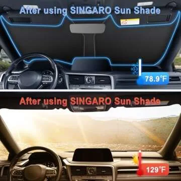 SINGARO Universal Car Windshield Sun Shade - Durable & Foldable