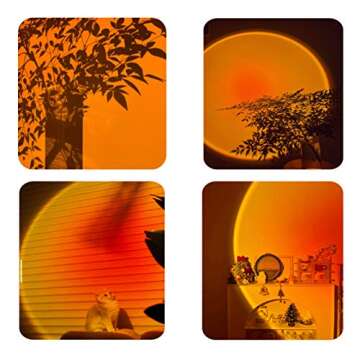 Sunset Projection Lamp,180 Degree Rotation Rainbow Projection Lamp USB Charging Lighting, Romantic Sunset Lamp for Self-Media Light, Romantic Family Atmosphere Light for Adults, Couples, Bedroom