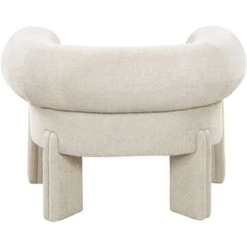 Meridian Furniture 482Beige Stefano Collection Art Deco Upholstered Accent Chair with Soft Beige Fabric, Rounded Back, 36" W x 30" D x 26" H, Beige