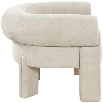 Meridian Furniture 482Beige Stefano Collection Art Deco Upholstered Accent Chair with Soft Beige Fabric, Rounded Back, 36" W x 30" D x 26" H, Beige