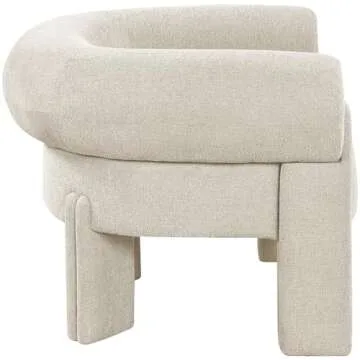 Meridian Furniture 482Beige Stefano Collection Art Deco Upholstered Accent Chair with Soft Beige Fabric, Rounded Back, 36" W x 30" D x 26" H, Beige