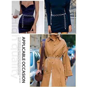 FIORETTO Fashion Chain Belt for Women - Adjustable Double O-Ring Design