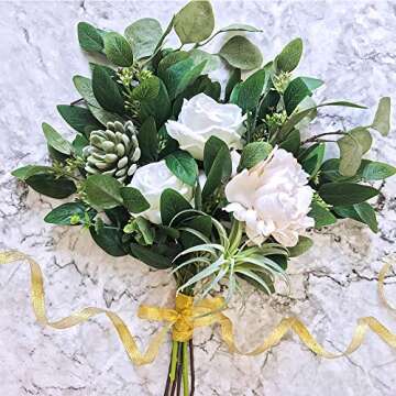 3 Pcs Fake Seeded Eucalyptus Leaves for Floral Decor