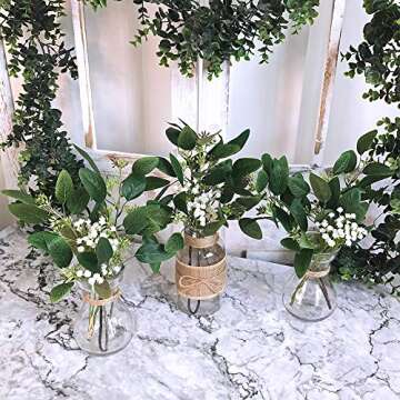 3 Pcs Fake Seeded Eucalyptus Leaves for Floral Decor