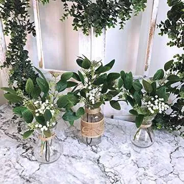 3 Pcs Fake Seeded Eucalyptus Leaves for Floral Decor