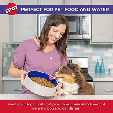 SPOT Standard Crock Dish - Heavy Duty, Non-Slip, Round Ceramic Food/Water Bowl for Pets, Ideal for M...