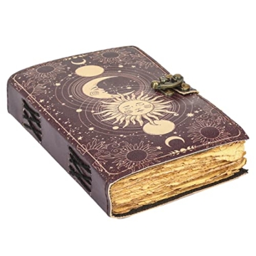 Sun & Moon Vintage Leather Journal for Men & Women 200 Pages of Antique Handmade Deckle Edge Vintage...