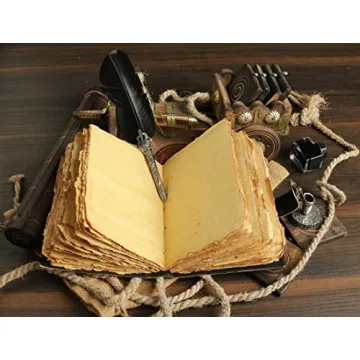 Sun & Moon Vintage Leather Journal for Men & Women 200 Pages of Antique Handmade Deckle Edge Vintage Paper, Leather Sketchbook, Drawing Journal, Printed leather Journal, Great Gift (7 x 5 Inch)