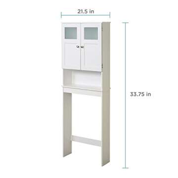 Zenna Home Over-the-Toilet Spacesaver with Glass Doors and 3 Shelves