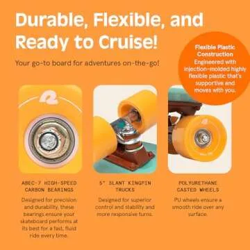 Retrospec Quip Mini Cruiser Skateboard 22.5" and 27" Classic Retro Plastic Cruiser Complete Skateboard with ABEC 7 Bearings and PU Wheels Compact Board with Grippy, Molded Waffle Deck