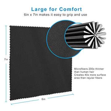 18 Pack Premium Microfiber Cleaning Cloths, Lintfree Fiber Cleaning Cloth for Cleaning Lenses, Glasses, Glass, Screens, Cameras, Cell Phone, Eyeglasses, LCD TV Screens, Tablets and More