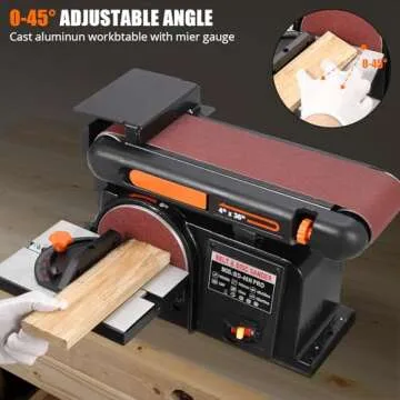 1/2HP Belt Sander with Adjustable Angle for Woodworking