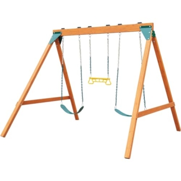 Swing-N-Slide PB 8360 Ranger Wooden Swing Set - Safe, Fun for Kids!