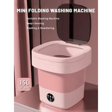 Portable Washing Machine - Mini Washer - 15L Large Capacity Foldable Washer for Small Clothes