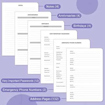 Address Book with Alphabetical Tabs, Hardcover Password Book, Small Address Organizer Keep Track of Phone Numbers, Special Days, Birthdays, Anniversaries and Notes(4.8″x 5.8″, Purple)