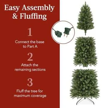 Best Choice Products Prelit Pencil Christmas Tree, 7.5ft Premium Artificial Tree, Realistic Lighted Spruce Holiday Decor w/Warm White Lights, Base