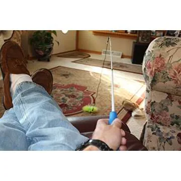 Pet Fit For Life - Retractable Feather Wand for Cats - Durable Interactive Cat Toy, Teaser Fishing Pole with Feather Lures - Fun Kitten Play Wand, 2 Feathers with String Attachment