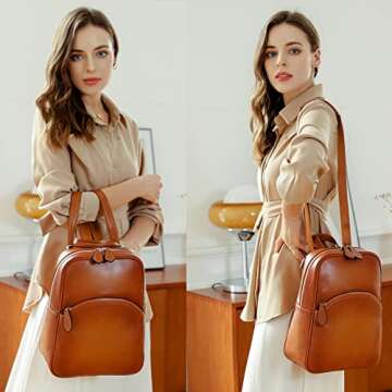 HESHE Leather Backpack Purses for Women Designer Backpack Handbag Anti Theft Rucksack Backpack Casua...