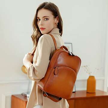 HESHE Leather Backpack Purses for Women Designer Backpack Handbag Anti Theft Rucksack Backpack Casual Daypack Satchel Bag (Sorrel)