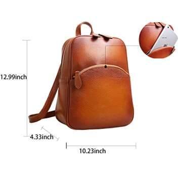 HESHE Leather Backpack Purses for Women Designer Backpack Handbag Anti Theft Rucksack Backpack Casual Daypack Satchel Bag (Sorrel)