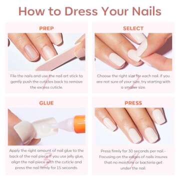 modelones French Tips Press on Nails, 32Pcs 16 Sizes Short Oval Fake Nails Kit Press Ons with Nail Glue, Adhesive Tabs, Nail File, Prep Pad, Manicure Stick