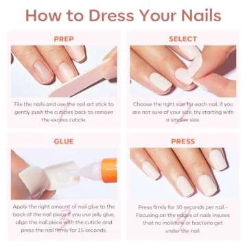 modelones French Tips Press on Nails, 32Pcs 16 Sizes Short Oval Fake Nails Kit Press Ons with Nail Glue, Adhesive Tabs, Nail File, Prep Pad, Manicure Stick