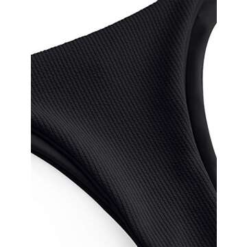 ZAFUL Womens Ribbed Braided Cut Out Bikini Set Sexy Adjustable Straps Two Piece Swimsuits Black
