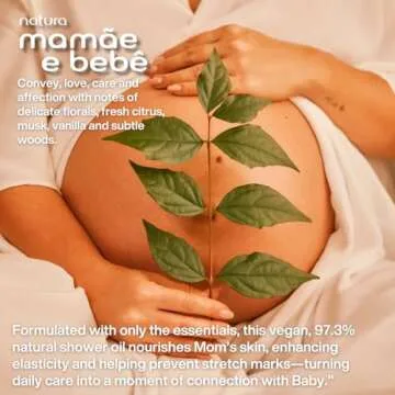Natura Mamãe e Bebê Mom Stretch Marks Oil - Vegan Moisturizing Shower Oil - 6.7 fl oz (200ml)