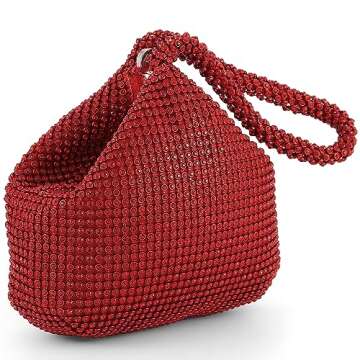 AIJUN Sparkly Women's Evening Bag Rhinestone Purse Party Clutches Wedding Purses Wristle Cocktail Prom Handbags for Women Evening Bride and Bridesmaid Wedding,Red Purse