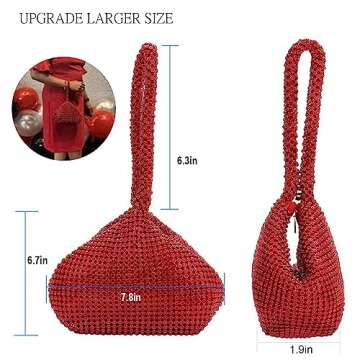AIJUN Sparkly Women's Evening Bag Rhinestone Purse Party Clutches Wedding Purses Wristle Cocktail Prom Handbags for Women Evening Bride and Bridesmaid Wedding,Red Purse
