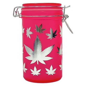 Chic 6" Glass Jar with Clamping Lid - Pink/Silver Leaves