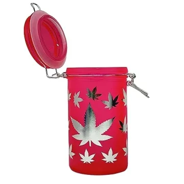 Chic 6" Glass Jar with Clamping Lid - Pink/Silver Leaves