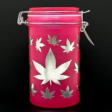 Chic 6" Glass Jar with Clamping Lid - Pink/Silver Leaves
