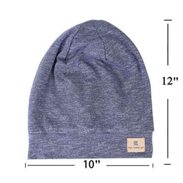 Slap Night Cap Sleep Hat Beanie - Navy Blue Women Organic Bamboo Satin Silk Lined Bonnet Summer Scarf Hair Cover for Lady Lightweight Light Thin Jersey Chemo, Gifts for Women