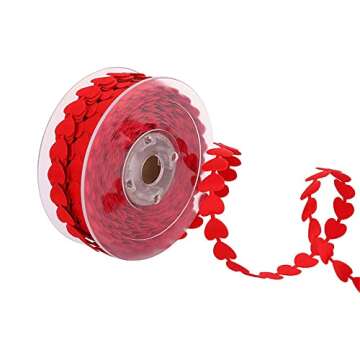 MRSRIBBON 5/8" Love Heart Ribbon for Crafts - 20 Meters/1 roll Red Embossing Ribbon with Hearts for ...