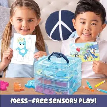 Bluey Stackable Sensory Case, Reusable Sensory Bin With Bluey Stickers, Sensory Play Sand Bags, Coloring Activities, Bluey Toys, Toddler Activities, Sensory Toys, Sensory Toys for Toddlers 1-3