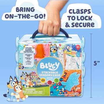 Bluey Stackable Sensory Case, Reusable Sensory Bin With Bluey Stickers, Sensory Play Sand Bags, Coloring Activities, Bluey Toys, Toddler Activities, Sensory Toys, Sensory Toys for Toddlers 1-3