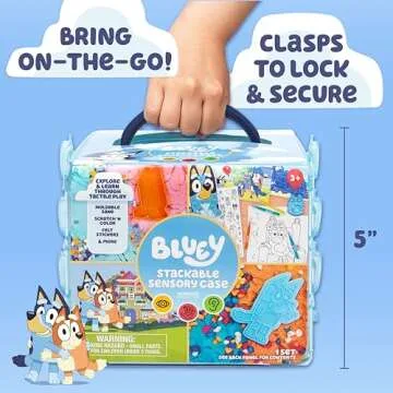 Bluey Stackable Sensory Case, Reusable Sensory Bin With Bluey Stickers, Sensory Play Sand Bags, Coloring Activities, Bluey Toys, Toddler Activities, Sensory Toys, Sensory Toys for Toddlers 1-3