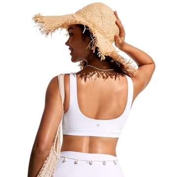 CRZ YOGA Women's Scoop Neck Bikini Tops with Wide Straps U Back
