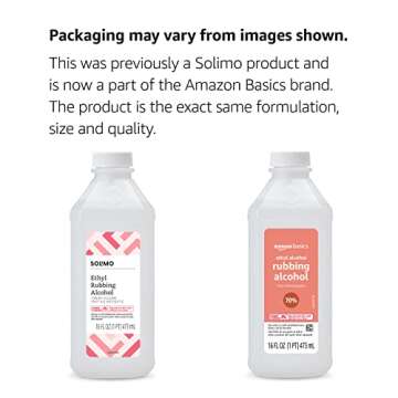Amazon Basics 70% Ethyl Rubbing Alcohol First Aid Antiseptic, Unscented, 16 Fl Oz (Pack of 12) (Prev...