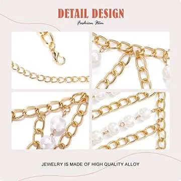 Asooll Gold Pearl Chest Chain Layered Necklace Bra Body Chains Fashion Bikini Bra Jewelry Chain Fashion Beach Rave Body Accessories Jewelry for Women